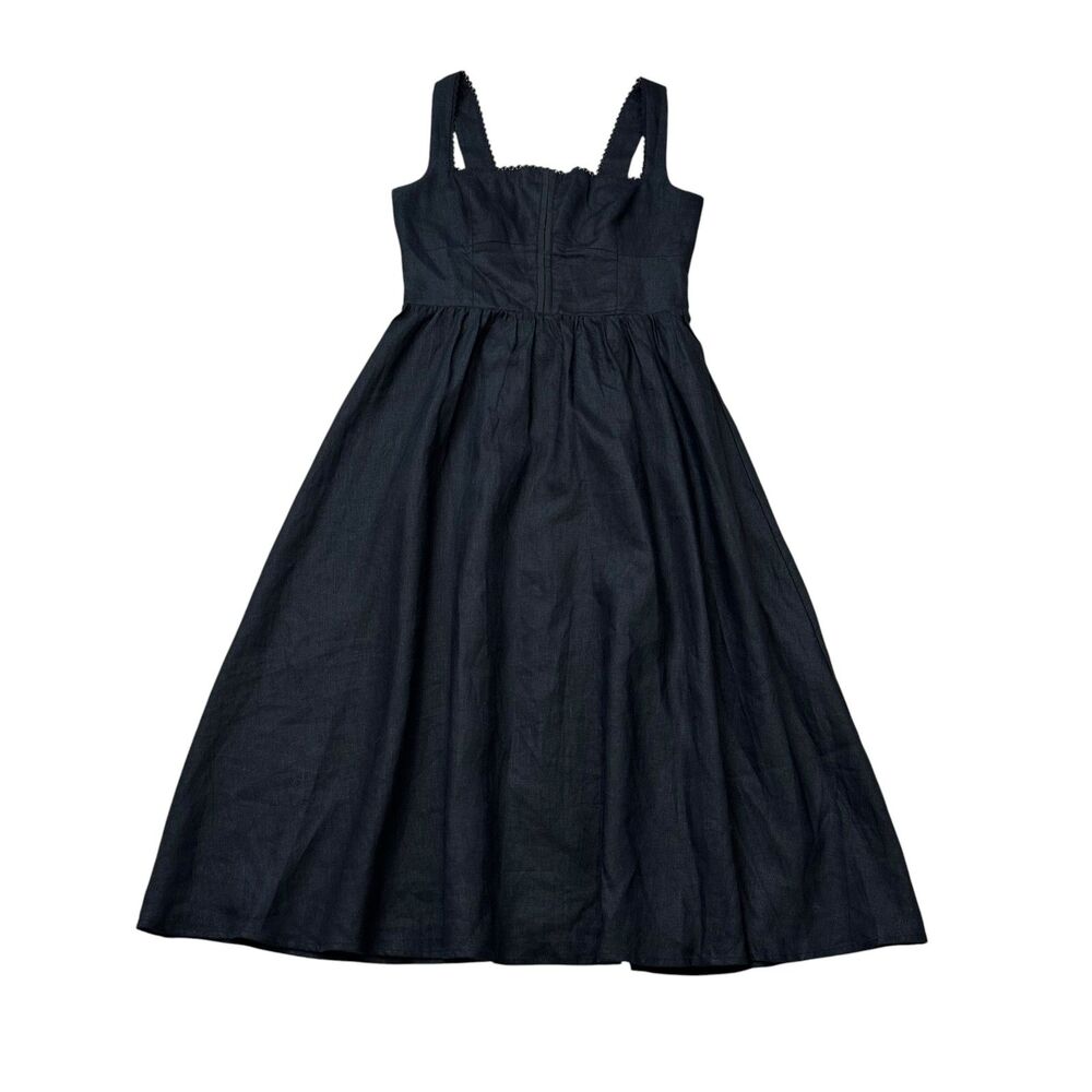 Reformation Tagliatelle Linen Dress in Black Size 10